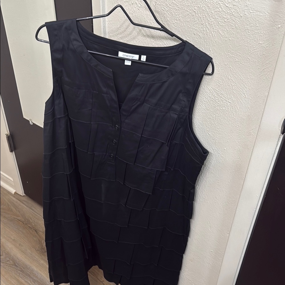 Chico's Elegant Black Layered Sleeveless Dress